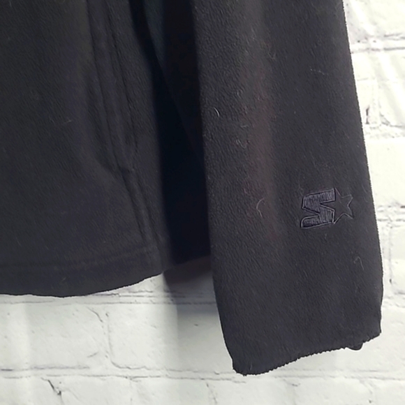 Vintage 90s STARTER Rich Black Collared Full Zip Fleece Sweatshirt Jacket Size S - Picture 5 of 14
